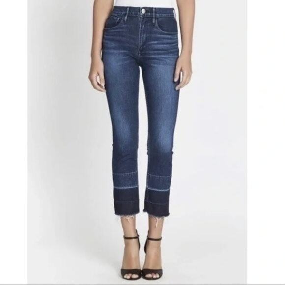 3x1 Shelter Straight Crop Jeans High Rise Dark Spectrum Blue Revolve Size 24 New - Picture 1 of 14